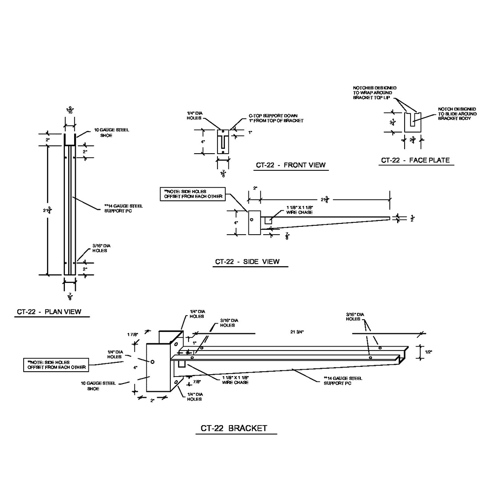 Stronghold Brackets, Llc 22" x 21-3/4" Concealed Floating Countertop Bracket in White Finish