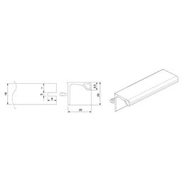 4000mm Gola Upper Cabinet Profile, Stainless Steel Alt 3 - Image