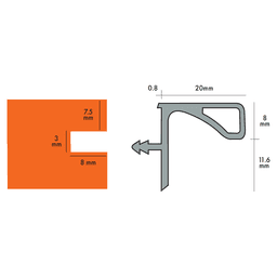 Gola 4.1m 1730 Upper Door Cabinet Channel Profile, Stainless Steel Alt 1 - Image