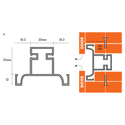 Gola 4.5m 8012 Vertical Double Door Channel Profile, Black Matte Alt 1 - Image