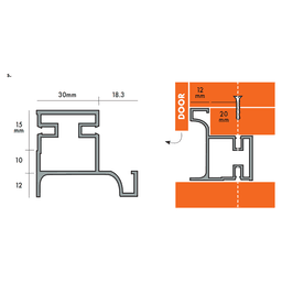 Gola 4.5m 8018 Vertical Single Door Channel Profile, Black Matte Alt 1 - Image