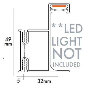 Gola 4.5m 8018 Vertical Single Door Channel Profile LED, Stainless Steel Alt 1 - Image