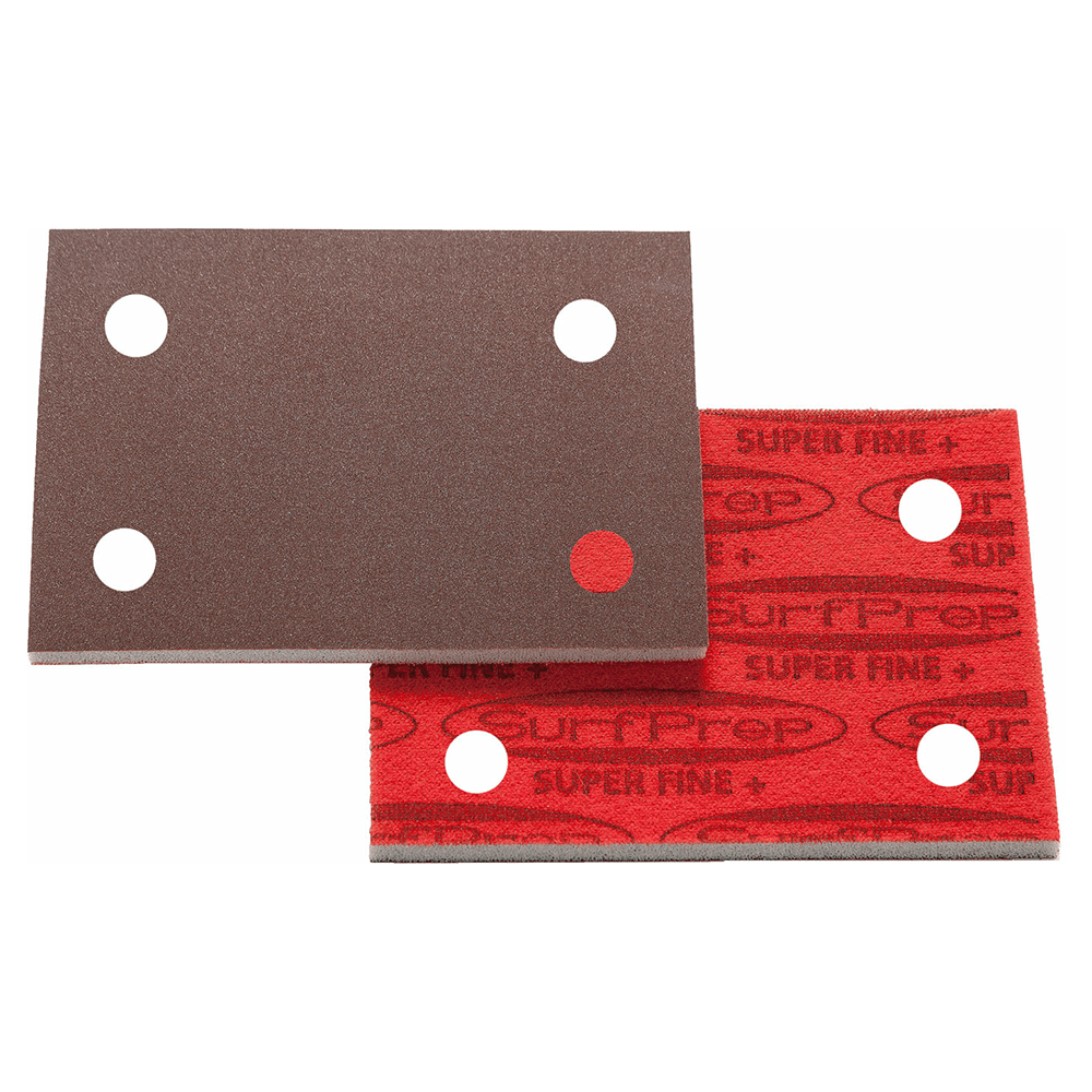 Super Fine+ Grit Aluminum Oxide 4 Holes Foam Abrasive Pad, 3" x 4" x 5mm - Main Image