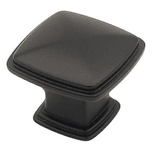 1-11/64" Skyline Square Cabinet Knob, Matte Black Main - Image