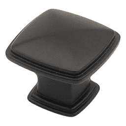 1-11/64" Skyline Square Cabinet Knob, Matte Black Main - Image