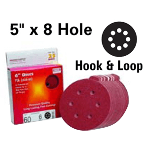 Sungold Abrasives 5" Hook & Loop Sanding Disc, 100 Grit, Aluminum Oxide on Paper, 8 Holes, Pack of 100