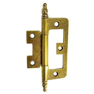 Non-Mortise Finial Butt Hinge, Antique Brass - Main Image