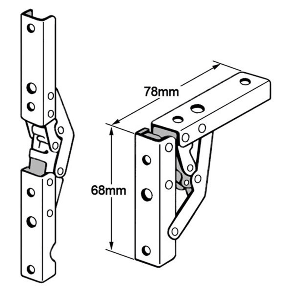 90&#730; Up-Opening Top-Lid Hinge, Nickel-Plated - Alt Image 1