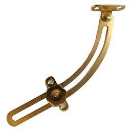 5" Curved Left-Hand Locking Stay, Polished Brass - Main Image