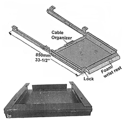 Secure laptop drawer with wrist rest and cable organizer