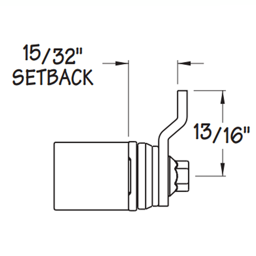 Type 085 Cam Body for Timberline Locks, 13/16" Cam Length, Horizontal Mount - Alt Image 1