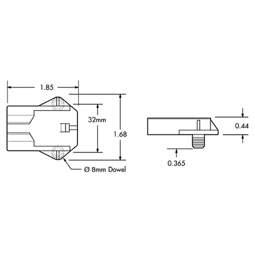 8mm Dowel Molded V-Notch Bracket C-173 Alt 1 - Image