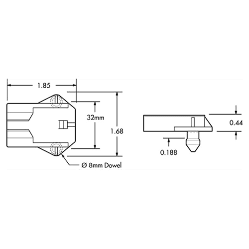 8mm Dowel Molded V-Notch Bracket C-188 Alt 1 - Image