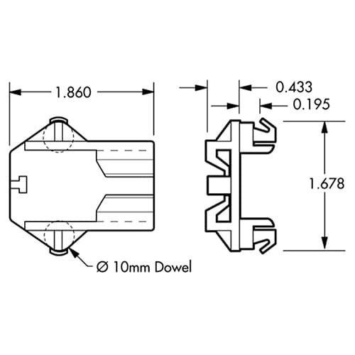 10mm Dowel Molded V-Notch Bracket Alt 1 - Image