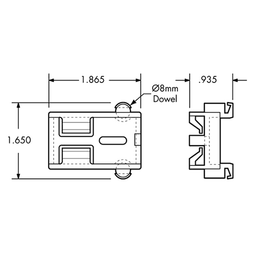 8mm Dowel Molded V-Notch Bracket C-259 Alt 1 - Image