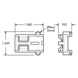 8mm Dowel Molded V-Notch Bracket C-259 Alt 1 - Image