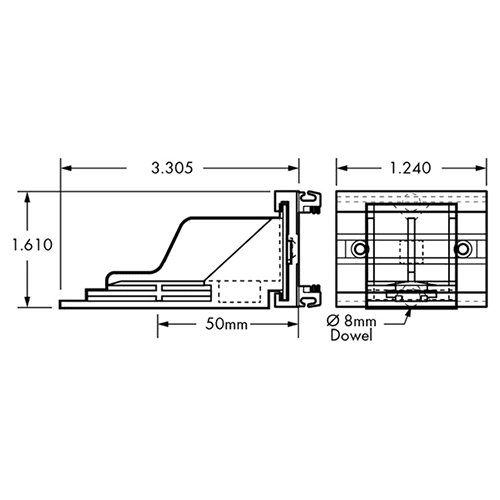 8mm Dowel Undermount Adjustable Bracket C-573 Alt 1 - Image