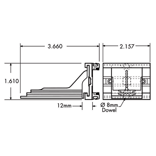 8mm Dowel Undermount Adjustable Bracket Alt 1 - Image