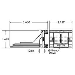8mm Dowel Undermount Adjustable Bracket Alt 1 - Image