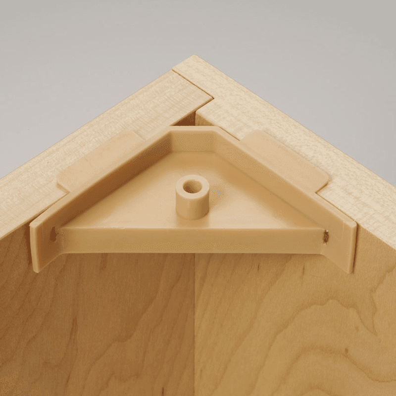 2-1/2" x 2-1/2" Corner Brace with Horizontal Tabs and Boss/No Lip, Beige - Alt Image 1