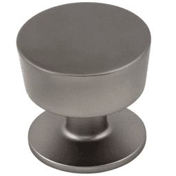 Contemporary style knob with 1" base diameter and M4 screw pack, coordinates with other Nouveau collection fixtures.