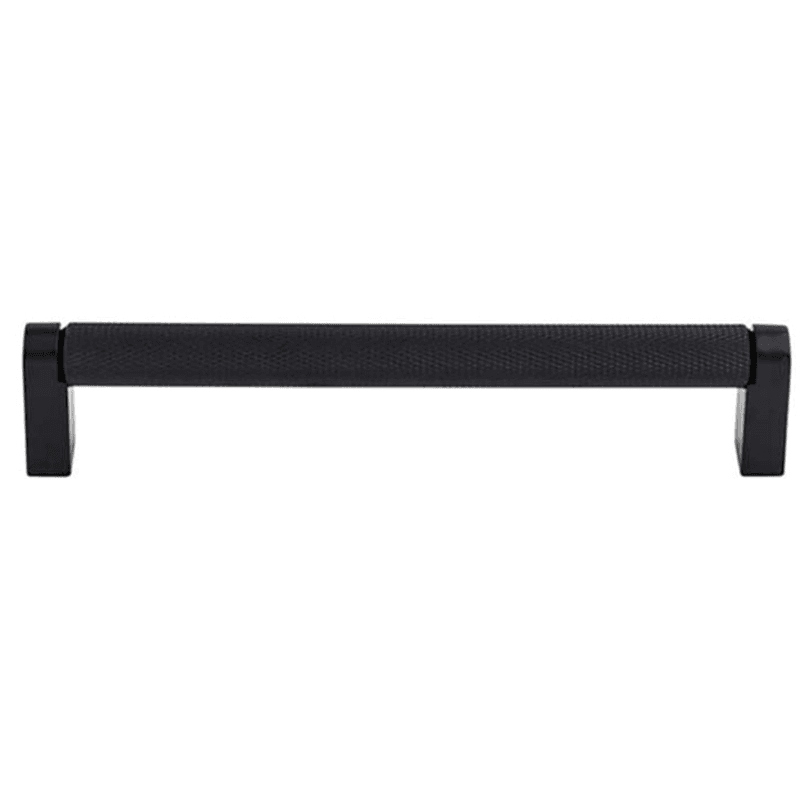 Black bar pull with contemporary style and base diameter of 3/8" x 1/2" from Top Knobs