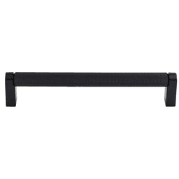 Black bar pull with contemporary style and base diameter of 3/8" x 1/2" from Top Knobs