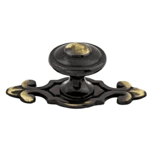 1&#45;1/4&quot; Britannia Canterbury Knob with Backplate, Dark Antique Brass - Main Image