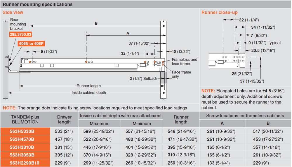 High Quality Blum 12" Tandem Plus 563H Drawer Slide