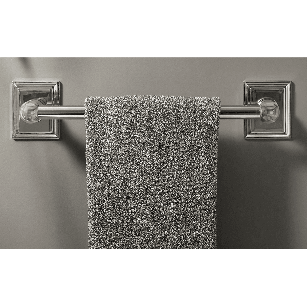 30" Traditional Rectangular Rosette Double Towel Bar, Flat Black Alt 1 - Image