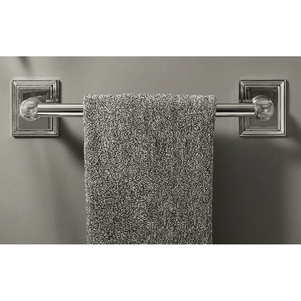 30" Traditional Small Regular Rosette Double Towel Bar, Polished Nickel Alt 1 - Image