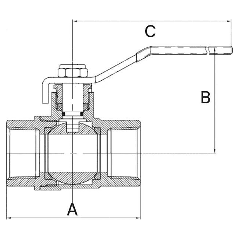 1" Female x Female Brass Ball Valve Alt 1 - Image