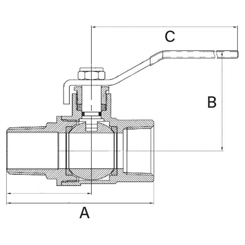 1/2" Male x Female Brass Ball Valve Alt 1 - Image