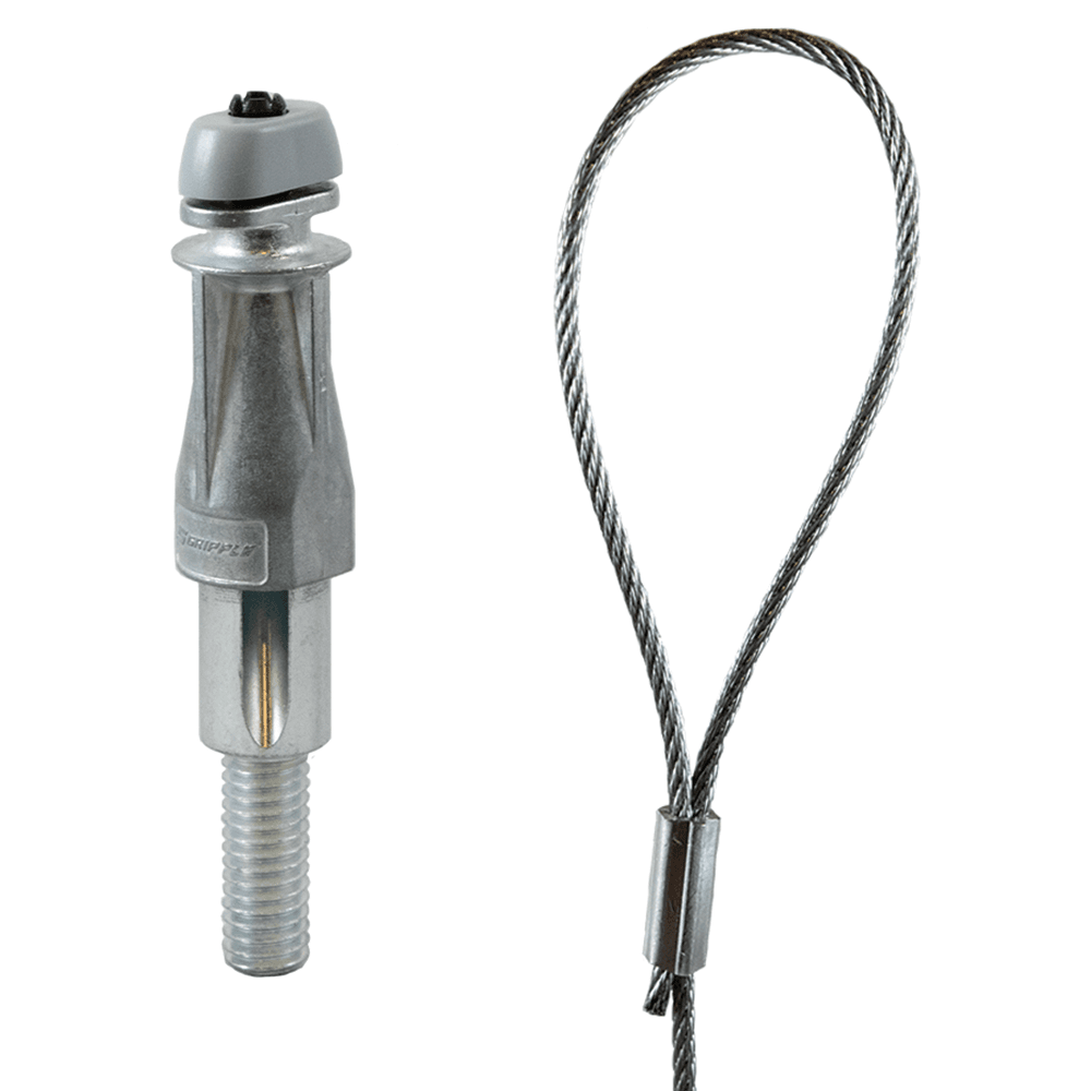 Adjustable Wire Hanger #2 with 3/8" Stud Side Exit Wire Grip/Looped 5/64" Cable Main - Image
