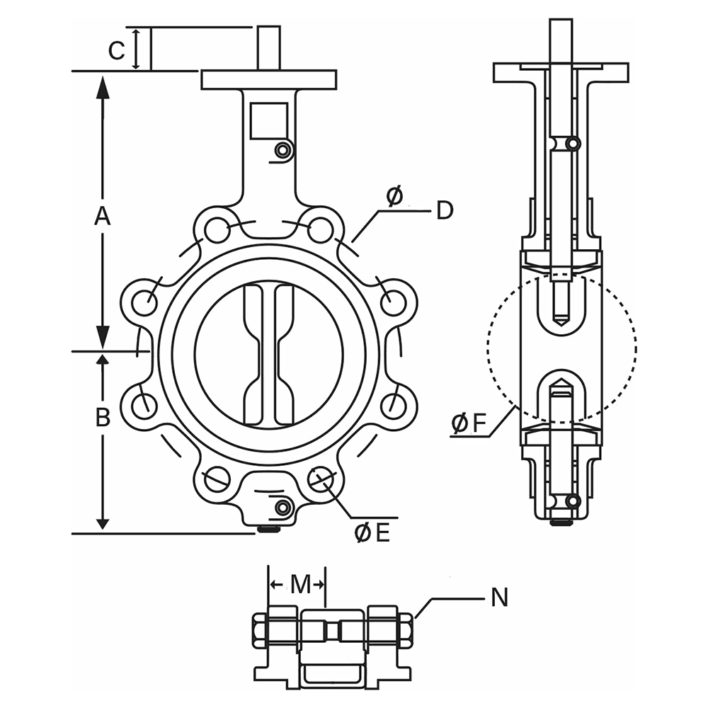 10" Lug Style Epoxy Coated Iron Body Butterfly Valve with EPDM Seal Alt 1 - Image