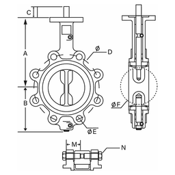 10" Lug Style Epoxy Coated Iron Body Butterfly Valve with EPDM Seal Alt 1 - Image