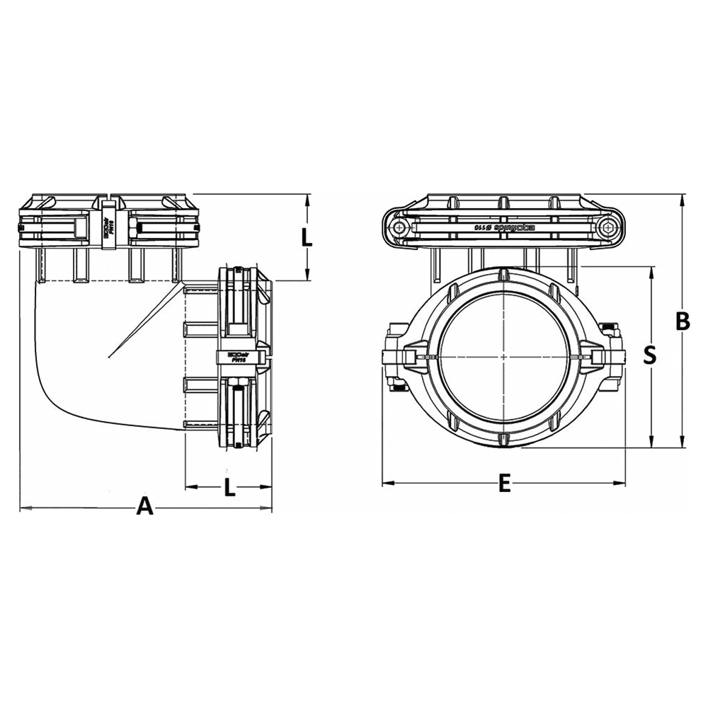 160mm x 90° Elbow for Compressed Air Alt 1 - Image