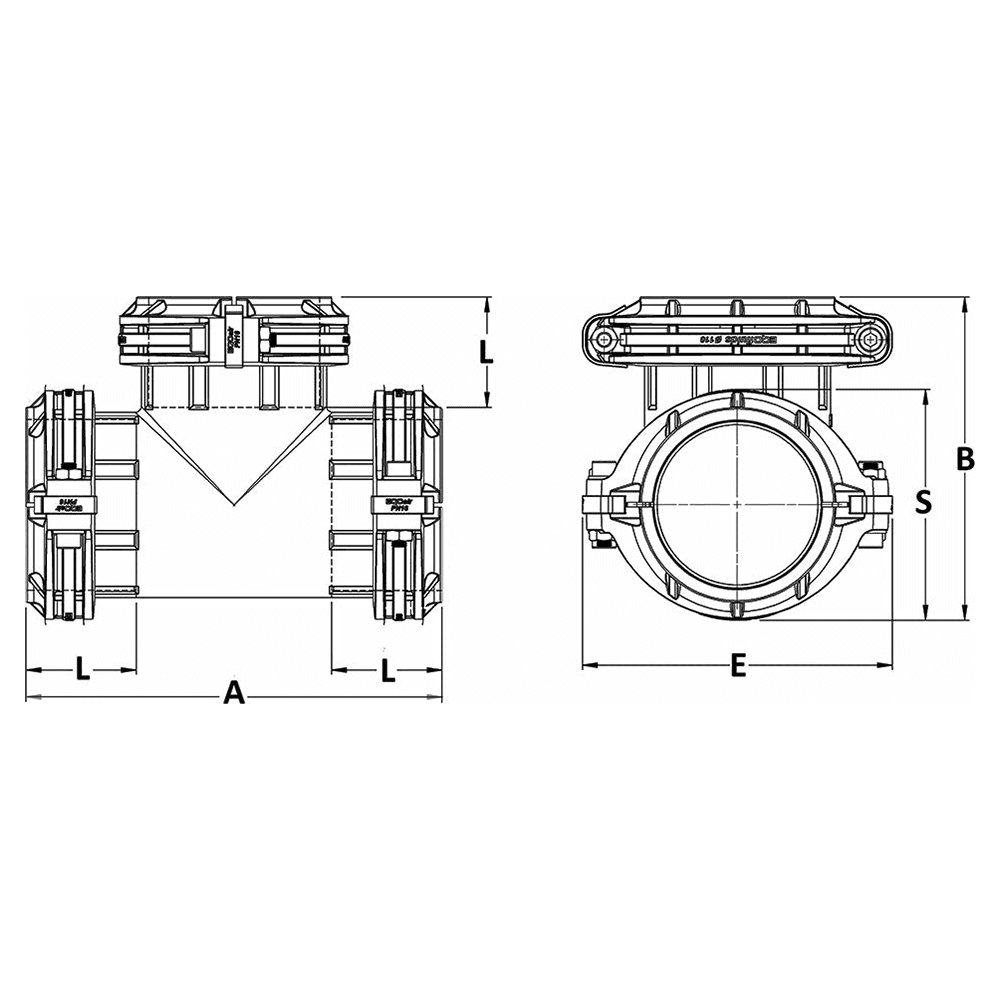 160mm Equal Tee for Compressed Air Alt 1 - Image
