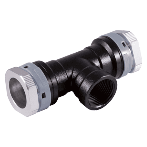 20mm Tee with 1/2" FNPT Branch Line for Vacuum Main - Image