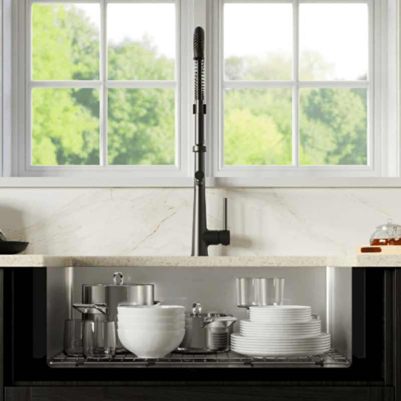 Elite Stainless Steel Farmhouse/Apron Front 16G Single Bowl Kitchen Sink Kit, 33" x 22-1/4" x 10" Alt 5 - Image