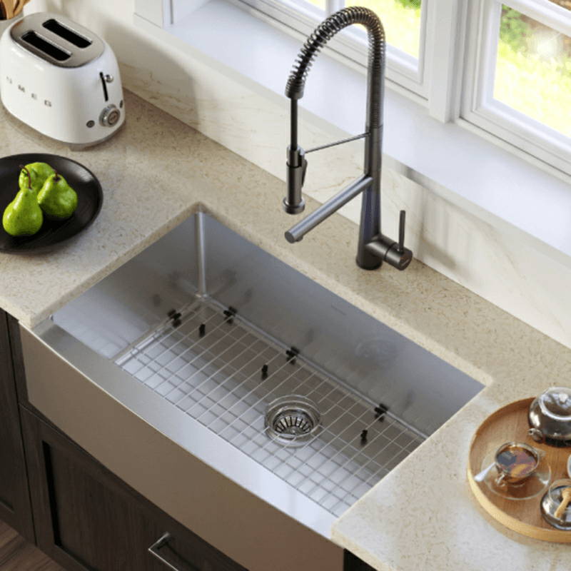Elite Stainless Steel Farmhouse/Apron Front 16G Single Bowl Kitchen Sink Kit, 33" x 22-1/4" x 10" Alt 6 - Image