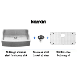 Elite Stainless Steel Farmhouse/Apron Front 16G Single Bowl Kitchen Sink Kit, 33" x 22-1/4" x 10" Alt 9 - Image