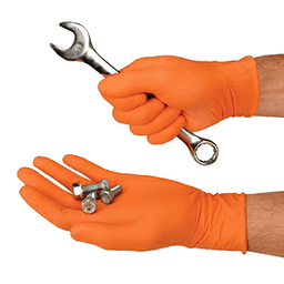 Large NSI FlexShield Heavy-Duty Nitrile Powder-Free Disposable Gloves, Orange - Main Image