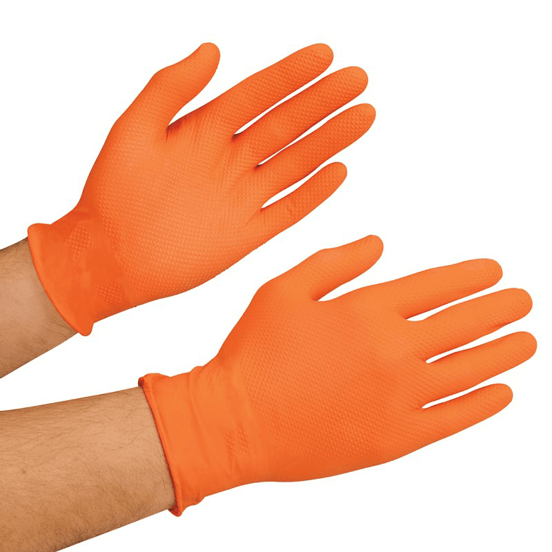 Small NSI FlexShield Nitrile Powder Free Disposable Gloves, Orange, 7 mil (100/Box) Alt 3 - Image