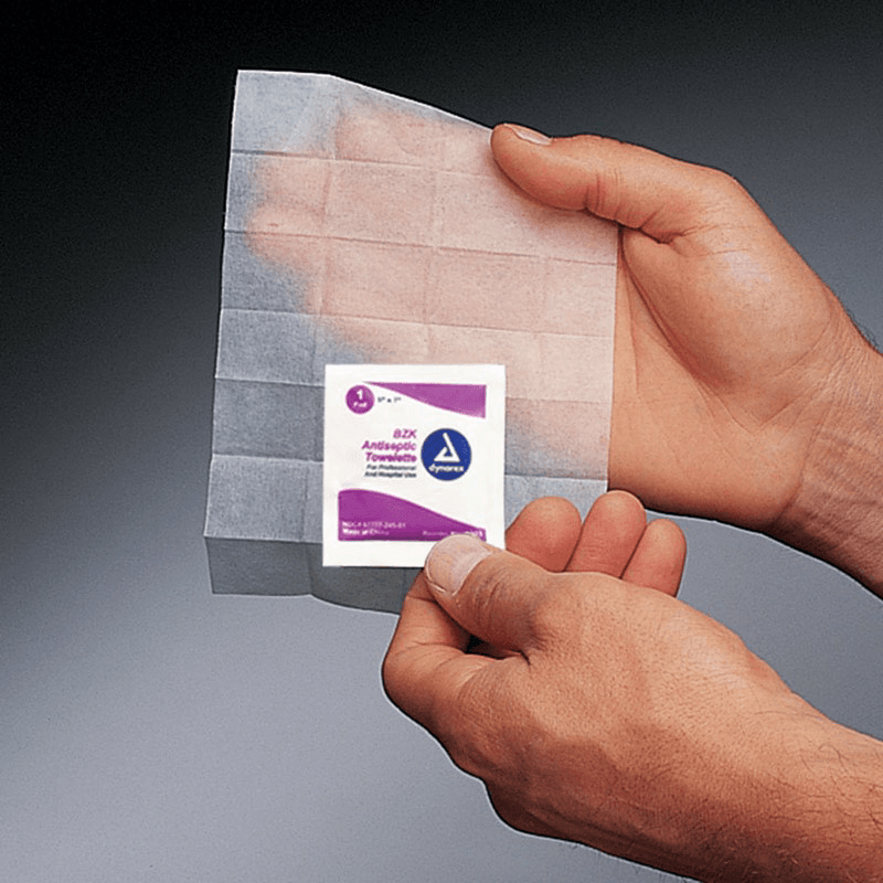 Dynarex 5" x 7" Non-Alcohol Anti-Bacterial First Aid Wipes (100/Box) Alt 1 - Image