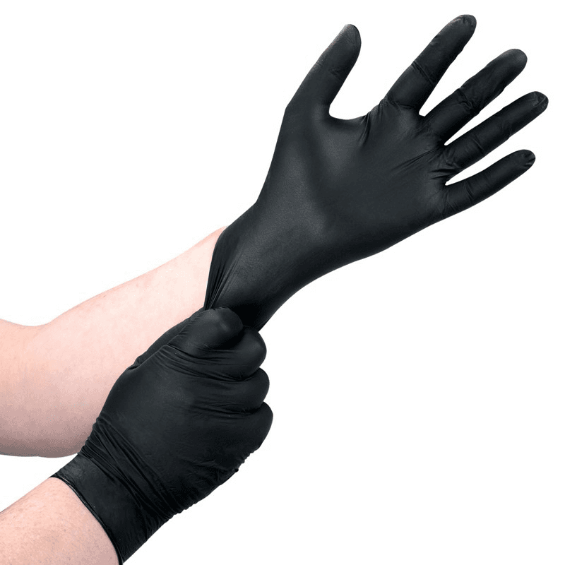 FlexShield Small Nitrile Disposable Gloves, Black, 6 mil (100/Box) Alt 2 - Image