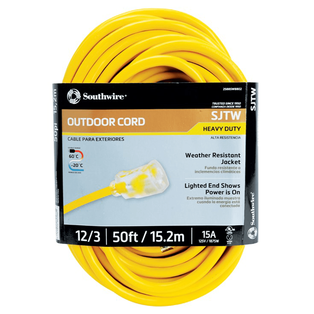 50ft Heavy Duty Extension Cord for Outdoor Use