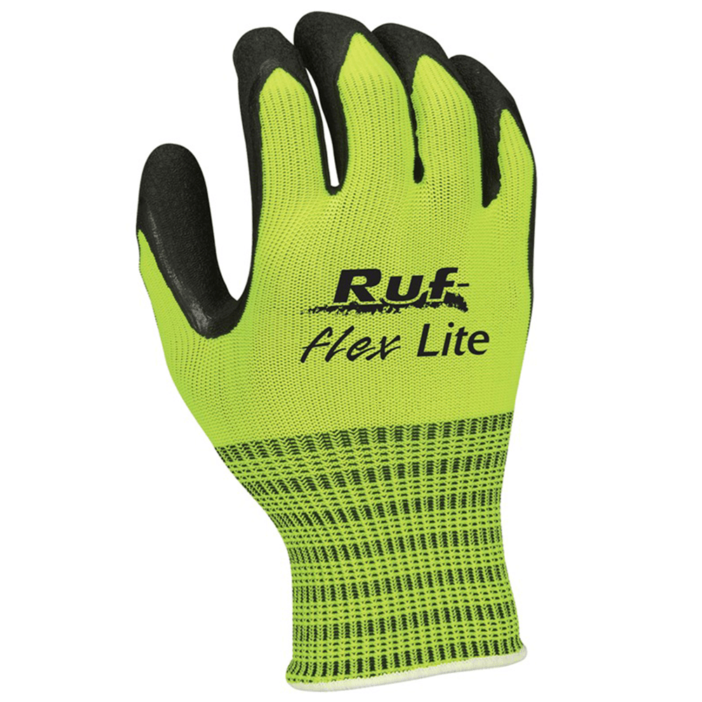 Cotton Rubber Palm String Knit Gloves Hi-Vis Lime Top View