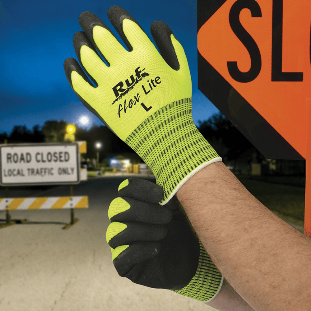 Northern Safety Hi-Vis Lime Knit Gloves Side View
