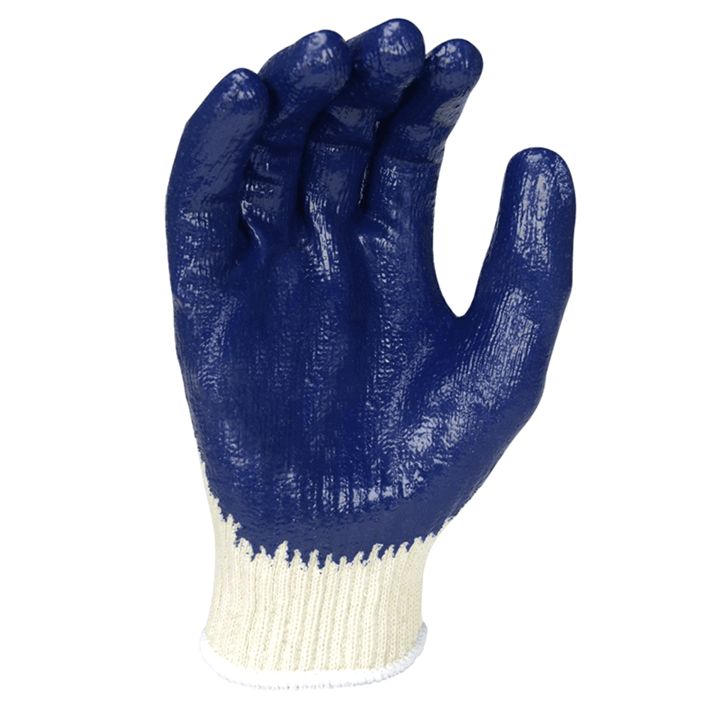 Extra-Large White and Blue Rubber String Knit Gloves - Northern Safety